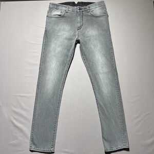 ISAIA Napoli Mens Gray Stretch Denim Mid Rise 5 Pocket Slim Straight Fit Jean 50